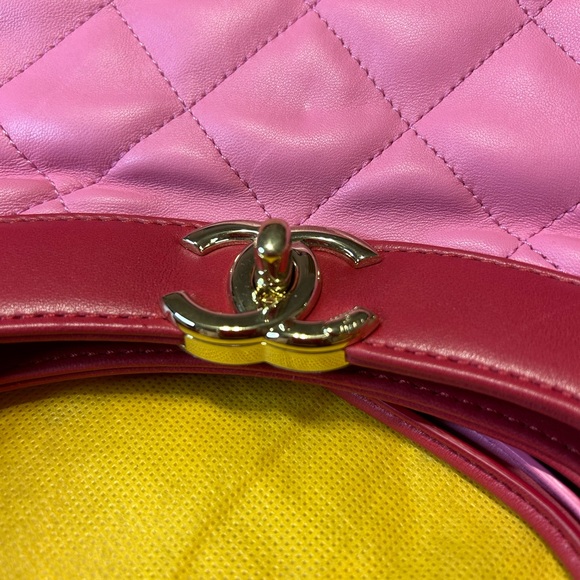 CHANEL Lambskin Quilted Large 31 Hand Bag Pink Light Red Women's Authentic Cert. - Picture 12 of 15